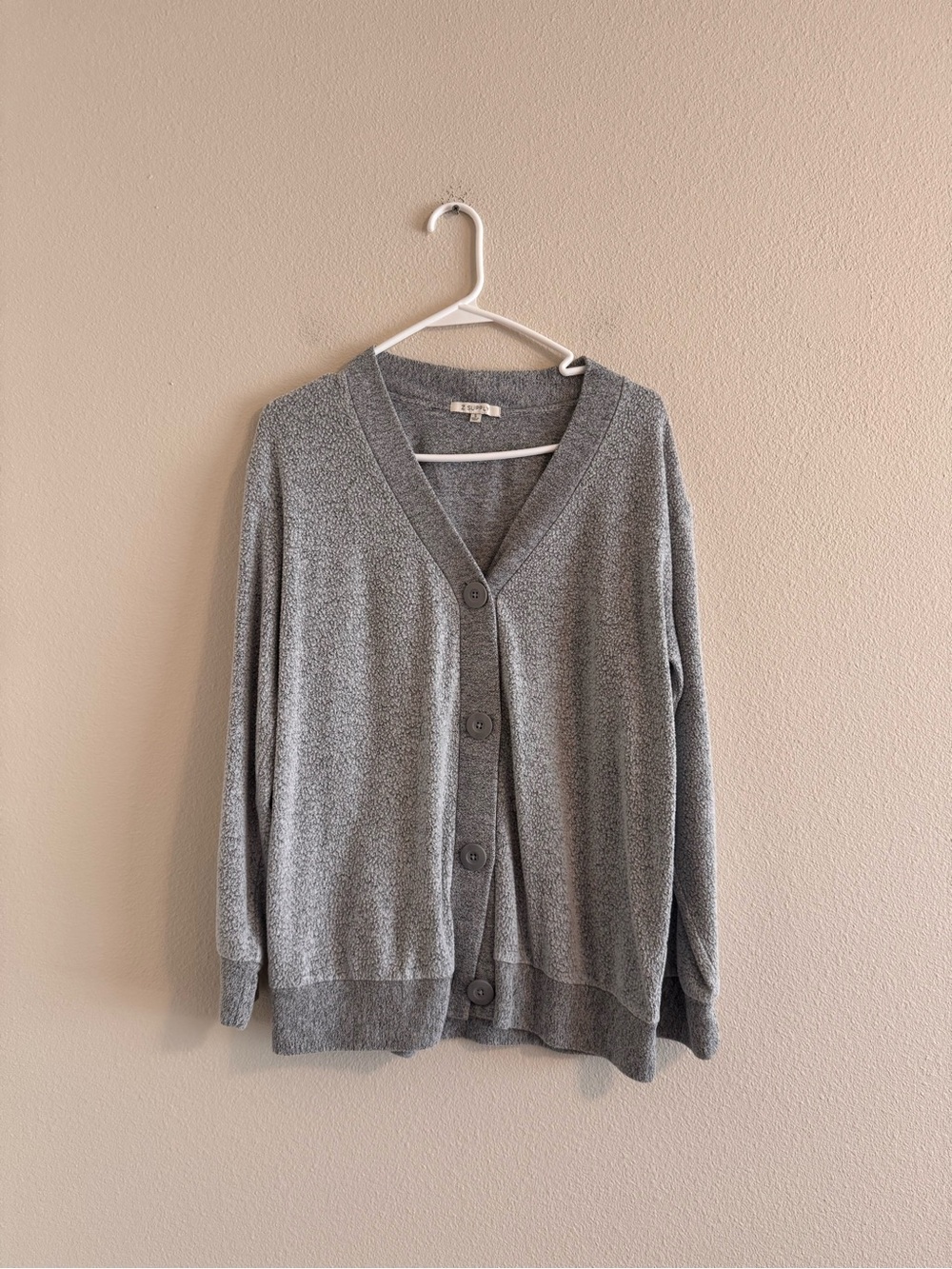 Z Supply Heather Gray V-Neck Button Front Cardigan